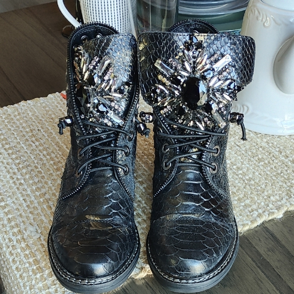 Vince Camuto Sefella Embellished Black Ankle Boots